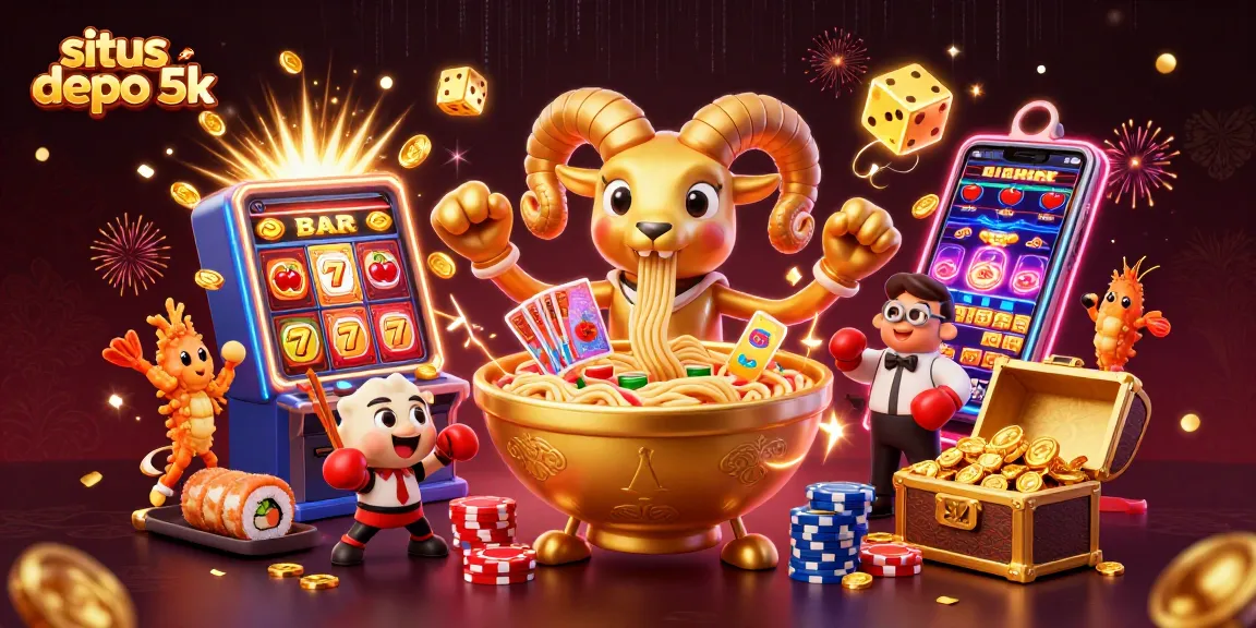 Experience excitement with the situs depo 5k jackpot scene, featuring vibrant casino characters and winning symbols.