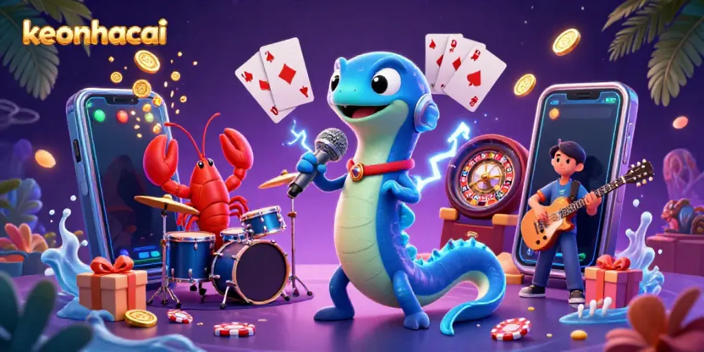 Experience the underwater casino world with keonhacai's electric eel DJ and lively backup band.