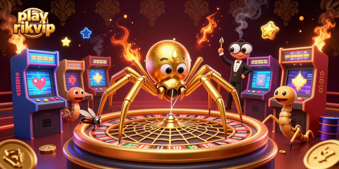 Place bets with play rikvip in an engaging 3D casino illustration featuring unique characters and vibrant gaming elements.