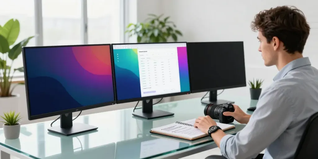 SEO strategist analyzing metrics related to instant indexing in a modern workspace.