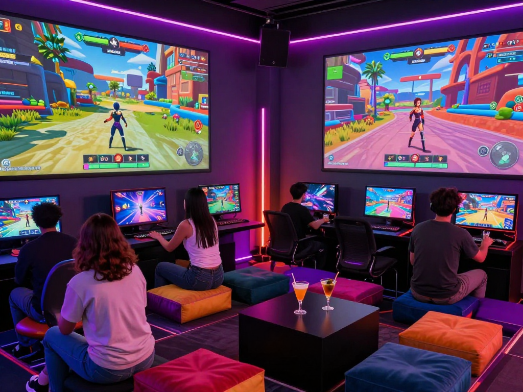 Exciting multiplayer 3D sex game environment with diverse players enjoying immersive gameplay in a vibrant setting.