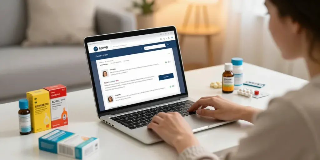 Buy ADHD medication online, exploring e-commerce platform with product reviews.