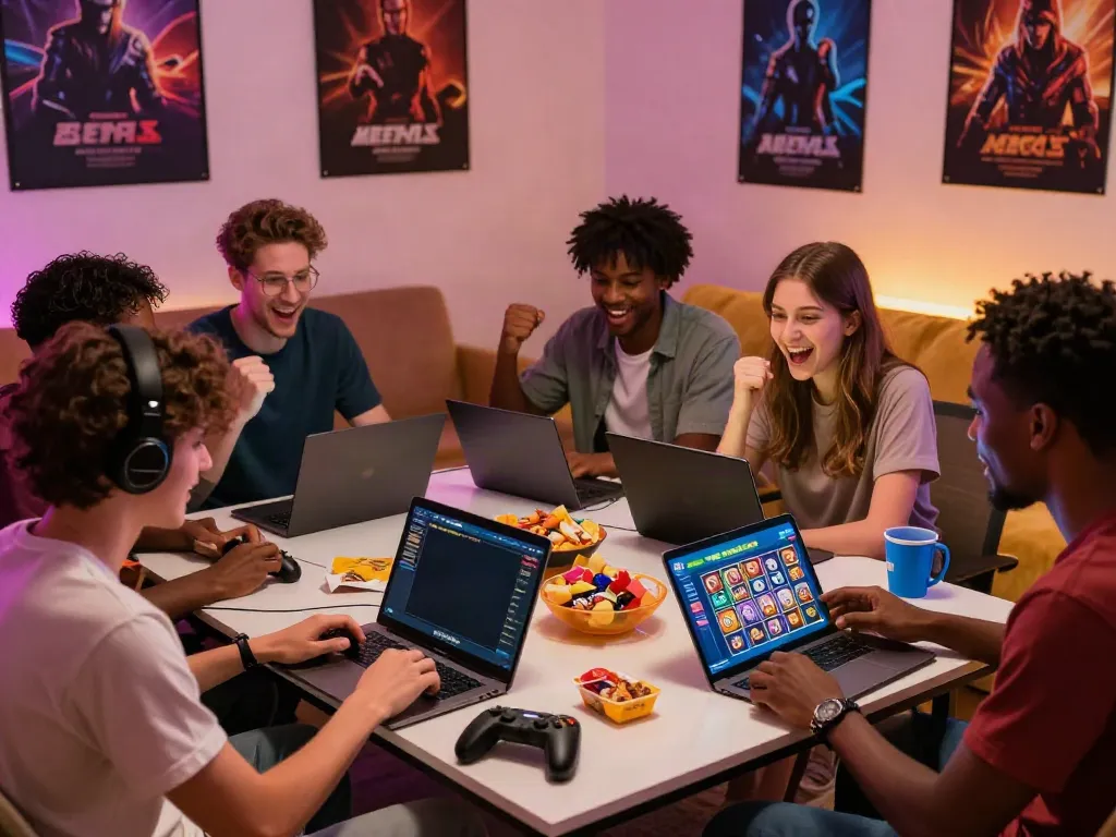 Experience exciting gameplay at TX88 with friends engaging in online slot games.